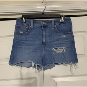 Levi’s High Rise Distressed Raw Hem Denim Jean Shorts Blue Women’s Size 30